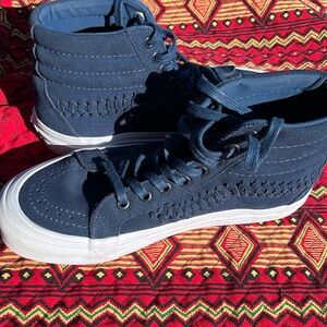 Navy suade braided Vans high tops